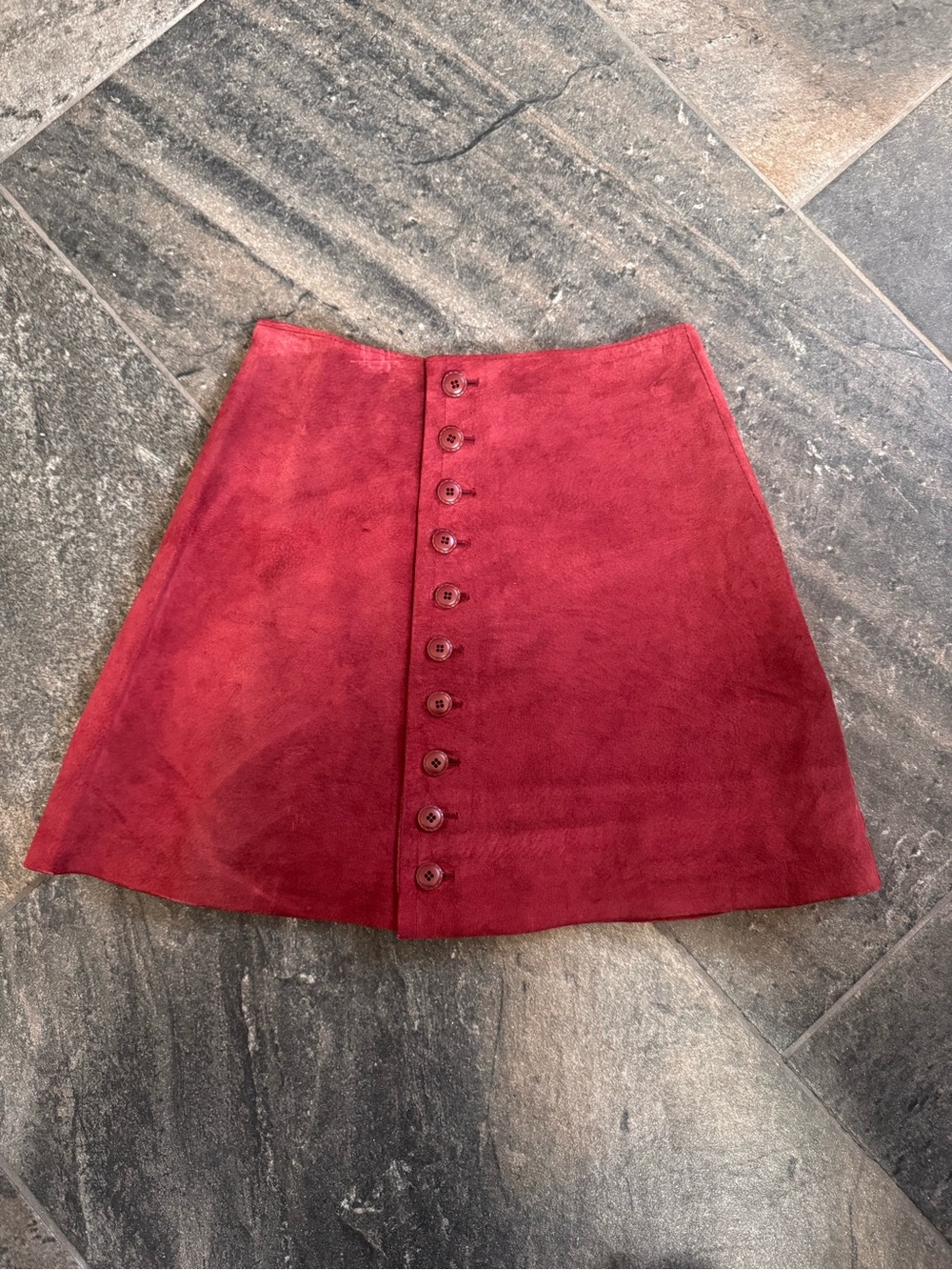 Express Red Leather Button-Front A-Line Mini Skirt size 9/10